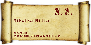 Mikulka Milla névjegykártya